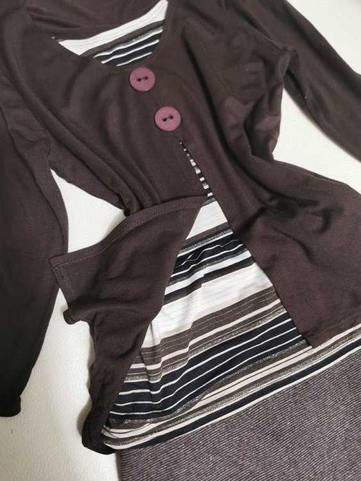 Komplet 2w1 Bluzka Spódnica Garsonka Wiskoza Wełna Retro Vintage L XL