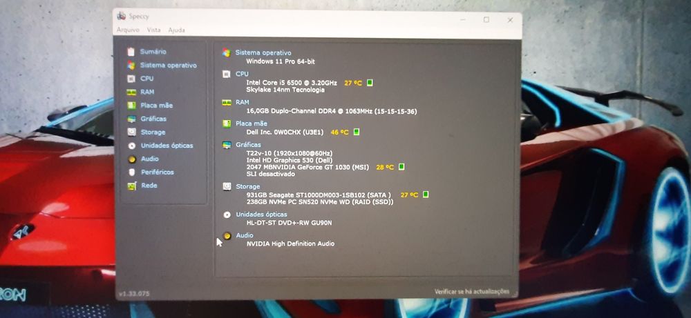 Pç LowGaming DELL 6ªG|i5-3.2G|16G|NVMe256G+HDD1TB|GT1030-2G|5G+BT|W11