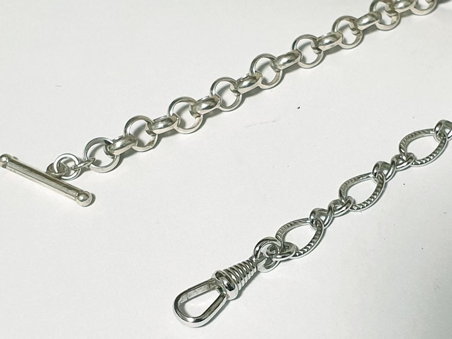 Fantásticas antigas correntes de relogio de bolso em prata contrastada