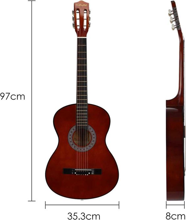 Guitarra acústica de 98 polegadas, para principiantes (castanho)