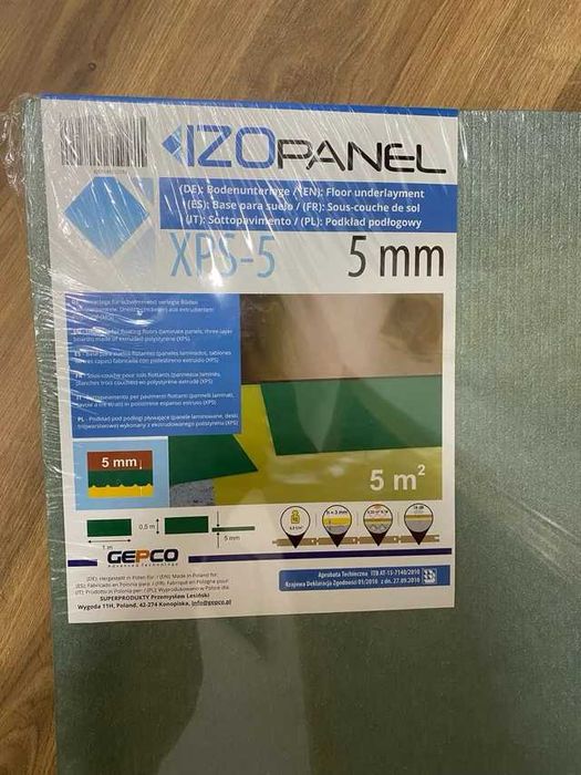 Nowy Podkład  XPS pod panele podłogowe 5mm 30m2