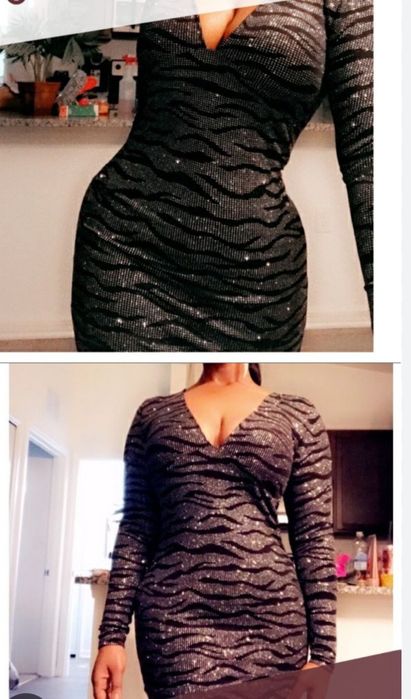 Блестящее коктельное  Платье с длинным рукавом  h&m