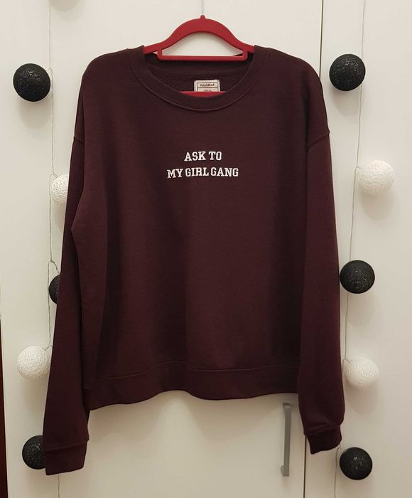 Damska bordowa muślinowa bluza Pull&Bear rozm. XL ask to my girl gang
