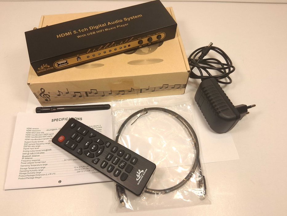 U042 Dekoder Audio System HDMI 5.1CH USB HIFI Music Player Bluetooth