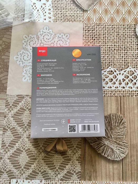 Наушники с микрофоном ERGO VM-330 Black