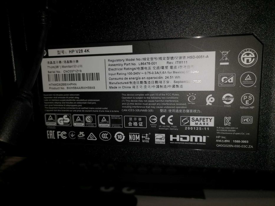 Monitor HP de 28 polegadas UHD 4K (aceito troca)