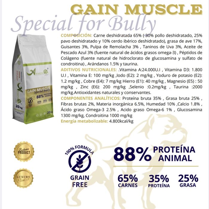 Ração para Bully's e raças fortes GRAINFREE || 20kg