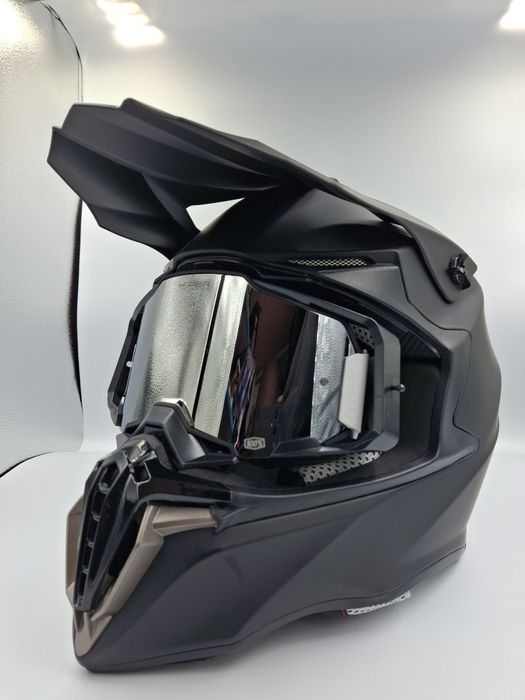 Шлем кроссовый чёрный мат мото шлем