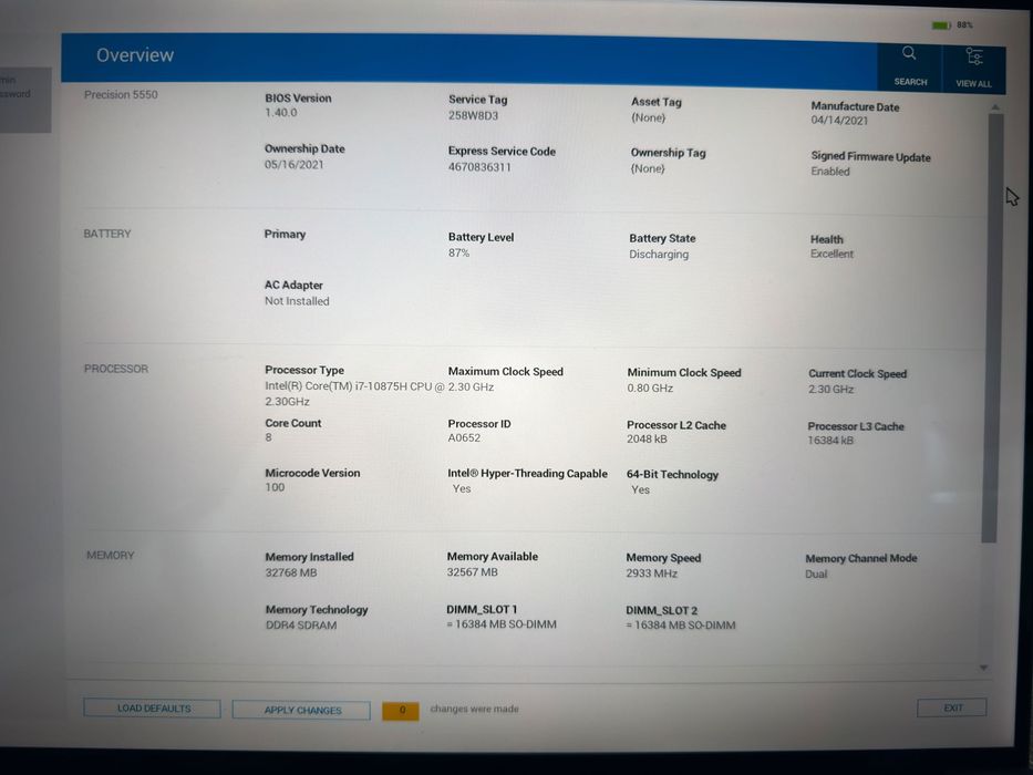 DELL Precision 5550 15.6" 4K touch| 32 GB RAM| i7-10875H| Quadro T2000