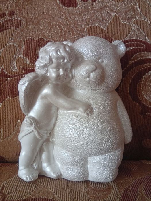 Статуетка, сувенір, фігурка песик, ангел-дует. Кераміка