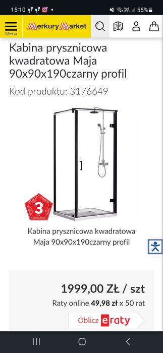 NOWA Kabina prysznicowa Maja 90x90x190