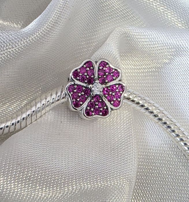 Charms srebrny zawieszka do pandora   kwiat S925