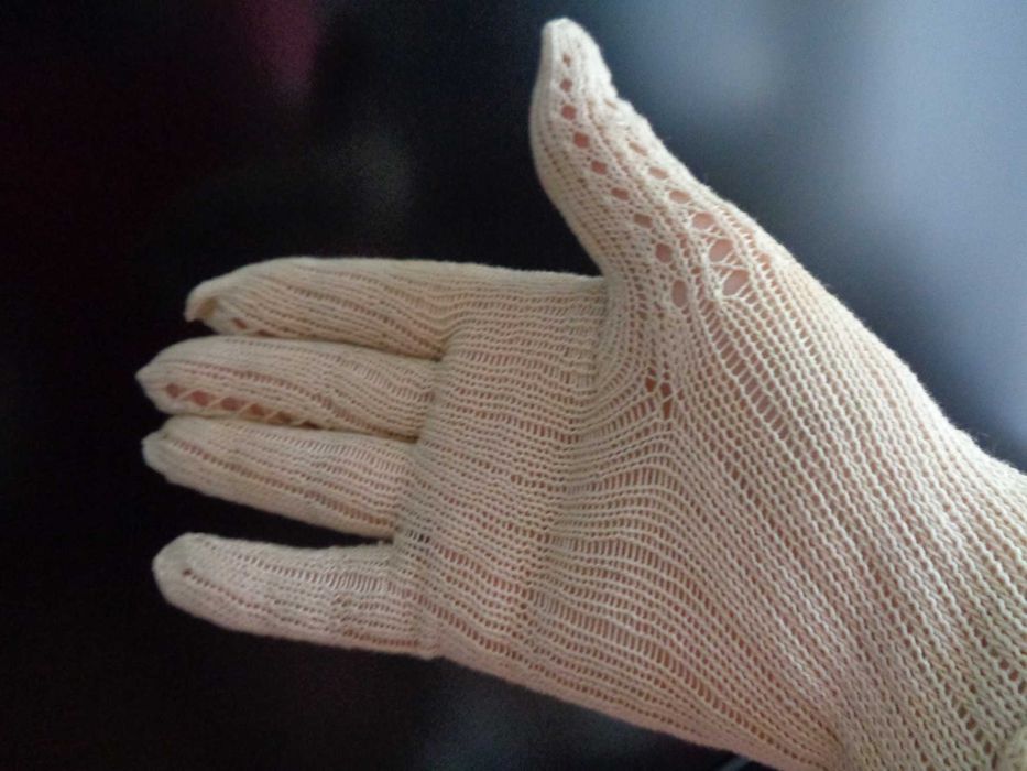 рукавички весільні ажурні шовк 27см