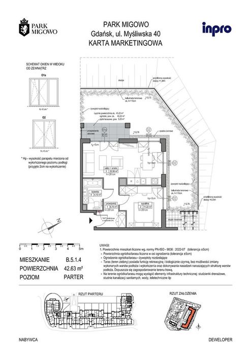 2-pokojowe mieszkanie 42m2 + ogródek