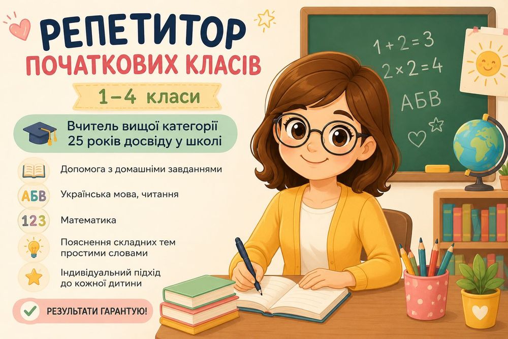 Репетитор початкових класів | 1–4 класи | Індивідуальні заняття