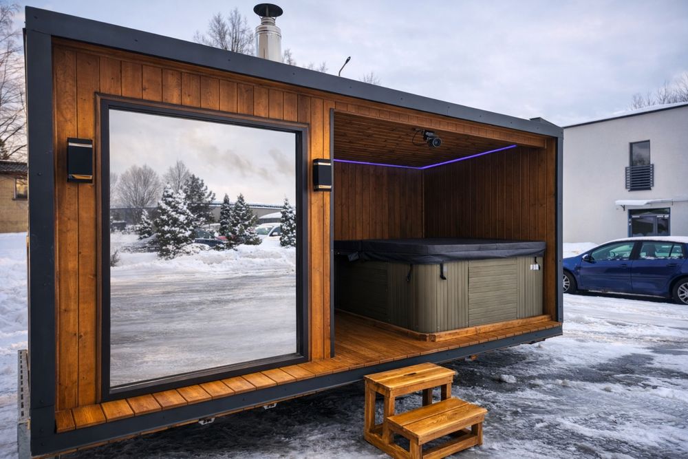 Duża sauna z werandą