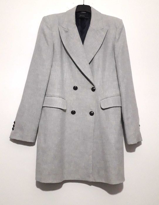 Casaco/Sobretudo cinzento cruzado da Zara T: L Novo