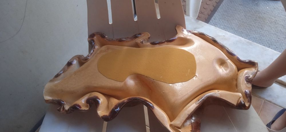 Taça decorativa louça castanho