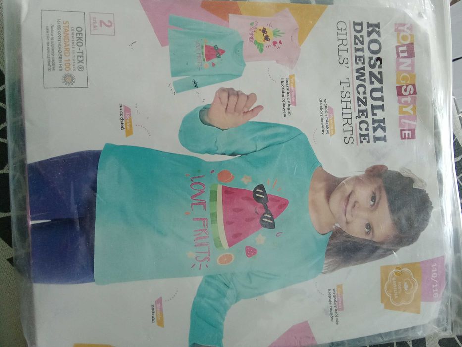 Bluzki / koszulki rozm 110/116 2szt -  z krótkim i z długim rękawem