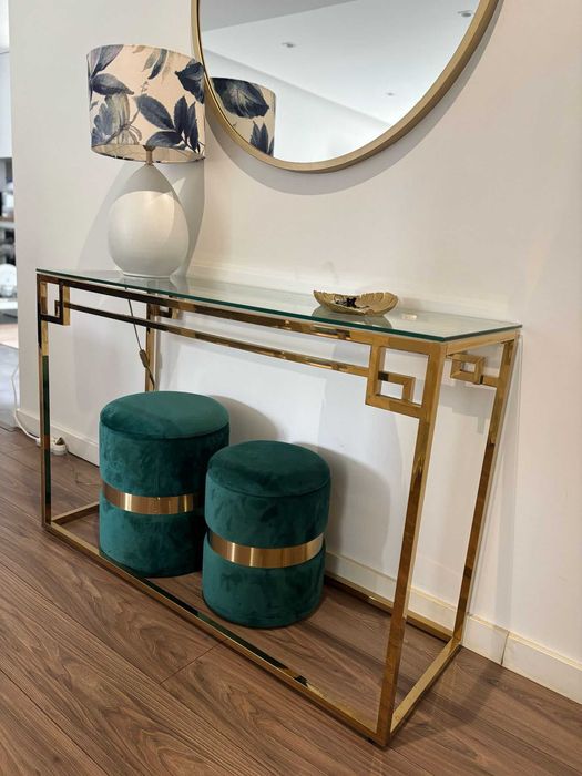 Consola Dourada de Vidro