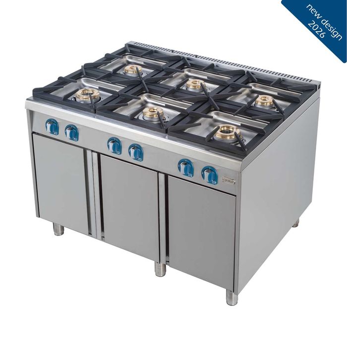 Fogão a gás 6 queimadores industrial linha 90 para restaurante