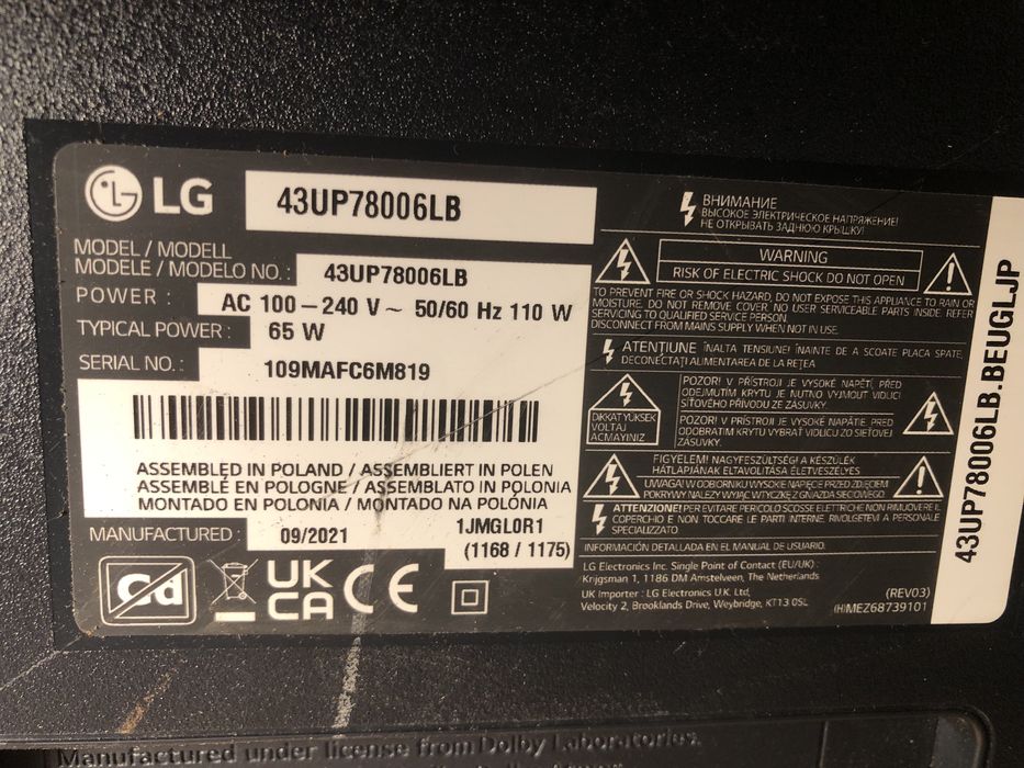 Placas para LCD LG 43UP78006LB