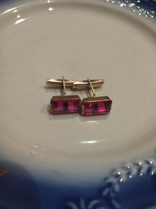 Запонки серебро позолота 875 звезда СССР.