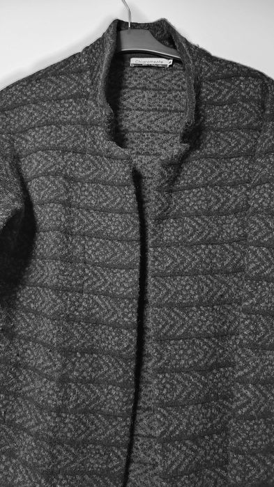 Wełniany włoski kardigan dzianinowy płaszczyk S M bez zapięcia ciepły