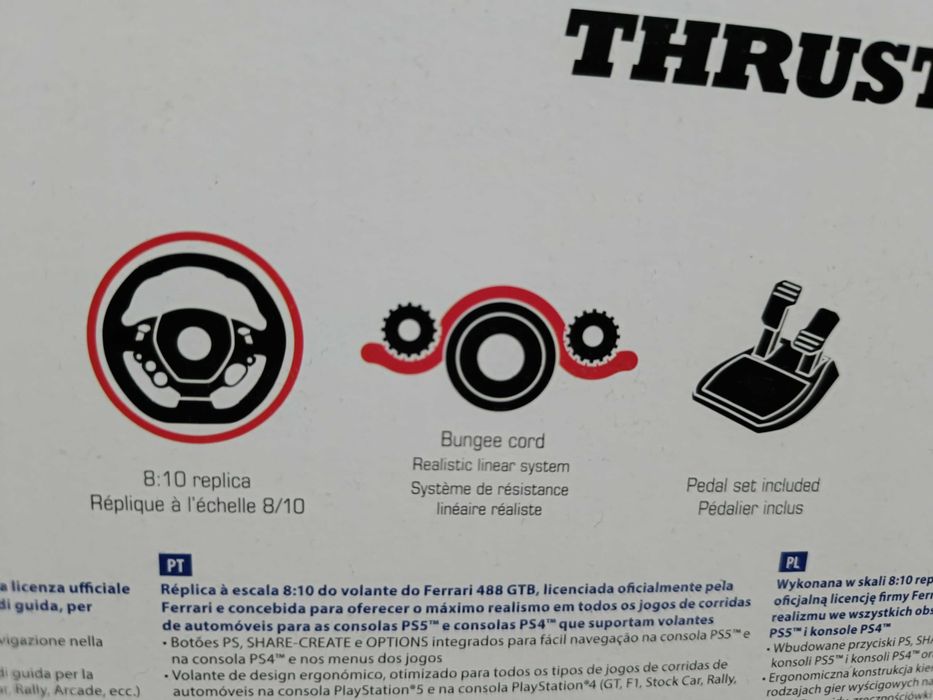 Volante + Pedais Thrustmaster T80 Ferrari 488 GTB Edition PS5/PS4/PC