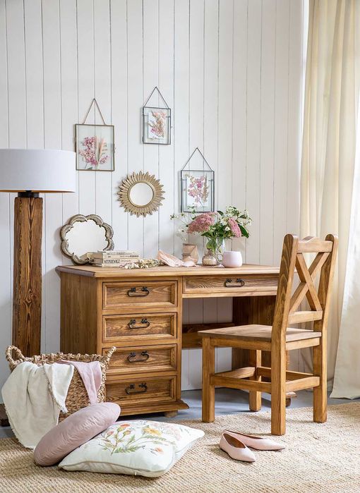 woskowane biurko z szufladami BIK02