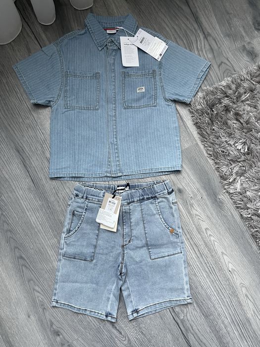 Дитячий літній джинсовий костюм Name it + футболка Chicco, розмір на 6-7 років (116-122 см). НОВИЙ.