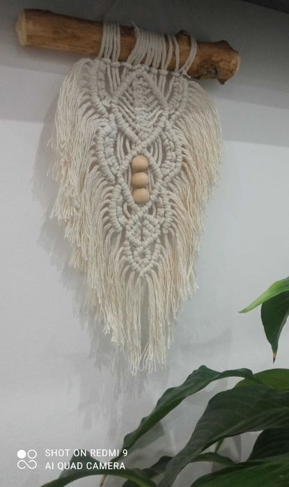 Makrama dekoracja ścienna lisc