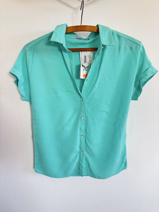 Bluzka Quiosque S XS miętowa krótki rękaw letnia wiskoza nowa z metką