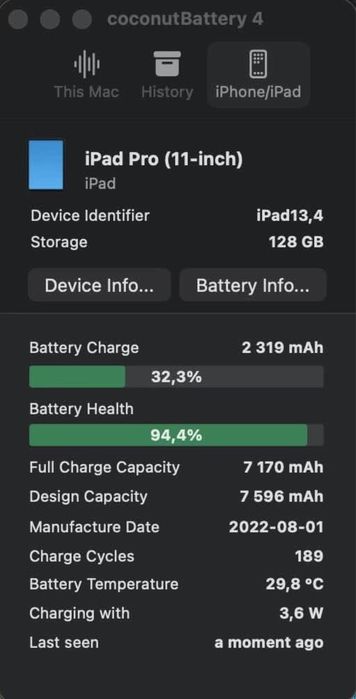 Ipad Pro M1 2023 Apenas 189 ciclos + Ipencil 2a geraçao