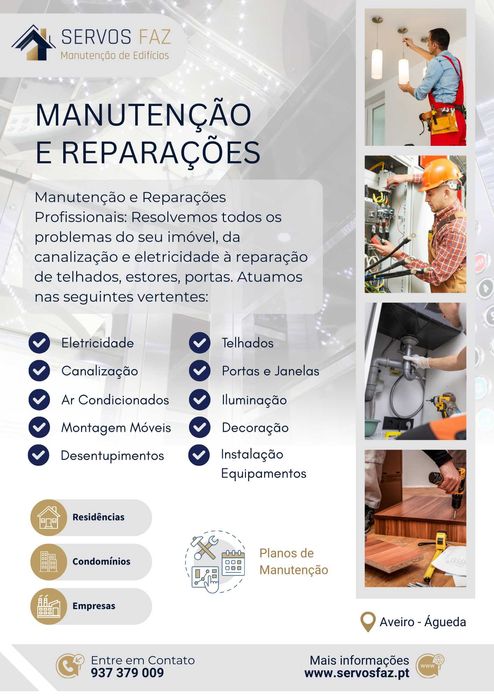 Manutenção Edifícios, Reparações Domésticas (Urgentes) Águeda e Aveiro