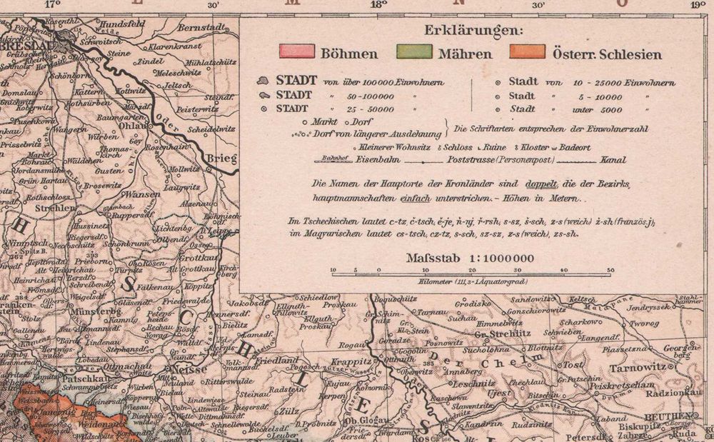Czechy Morawy Śląsk duża efektowna mapa 1914 r. autentyk