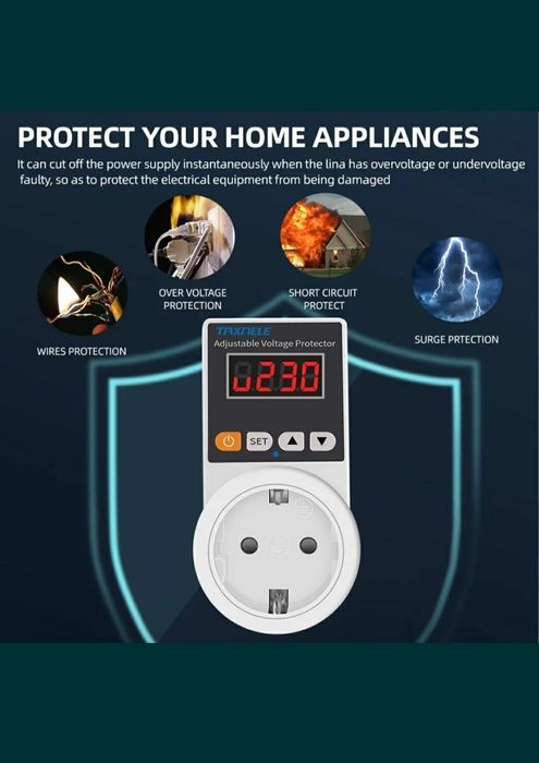 Защита от перепадов напряжения в розетку, реле напруги, барьер