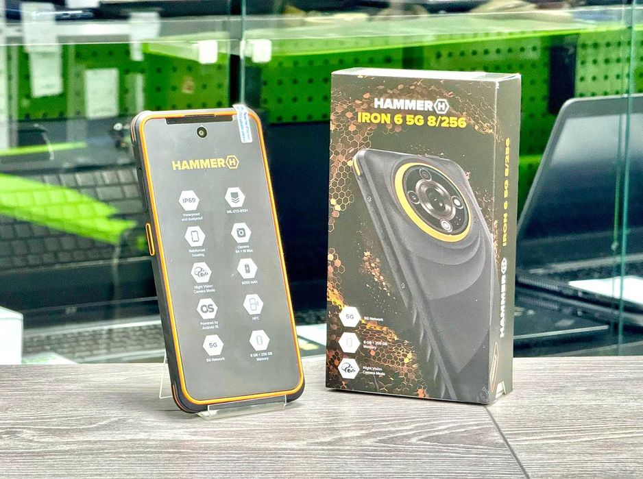 НОВИЙ!!! ЗАХИЩЕНИЙ Смартфон HAMMER IRON 6 5G 8/256Gb HS2514 Orange