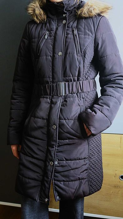 Kurtka płaszcz parka M z kapturem damska