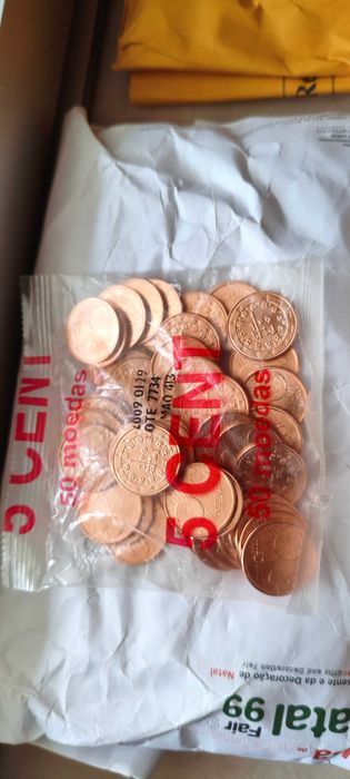 Moedas em  rolos  e sacos portugal