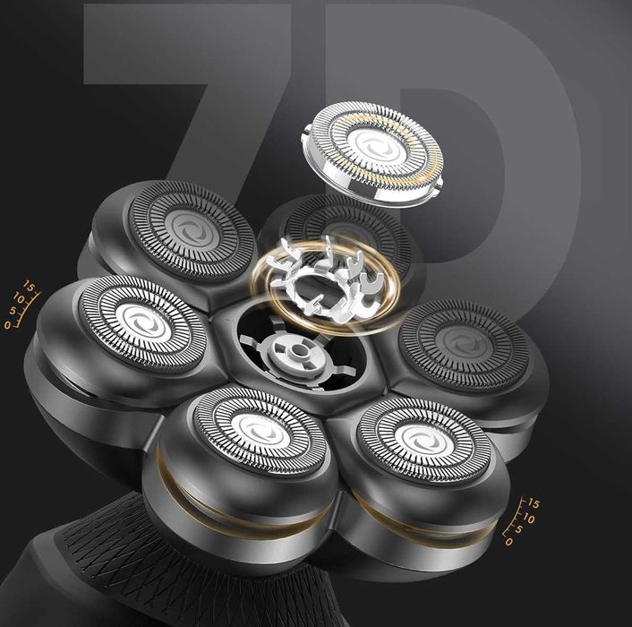 Golarka 7D KIBIY MS-682 IPX7 LED USB zestaw do łysiny głowy brody