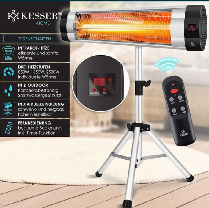 Grzejnik tarasowy/Promiennik podczerwieni 2500 W +pilot, na statywie