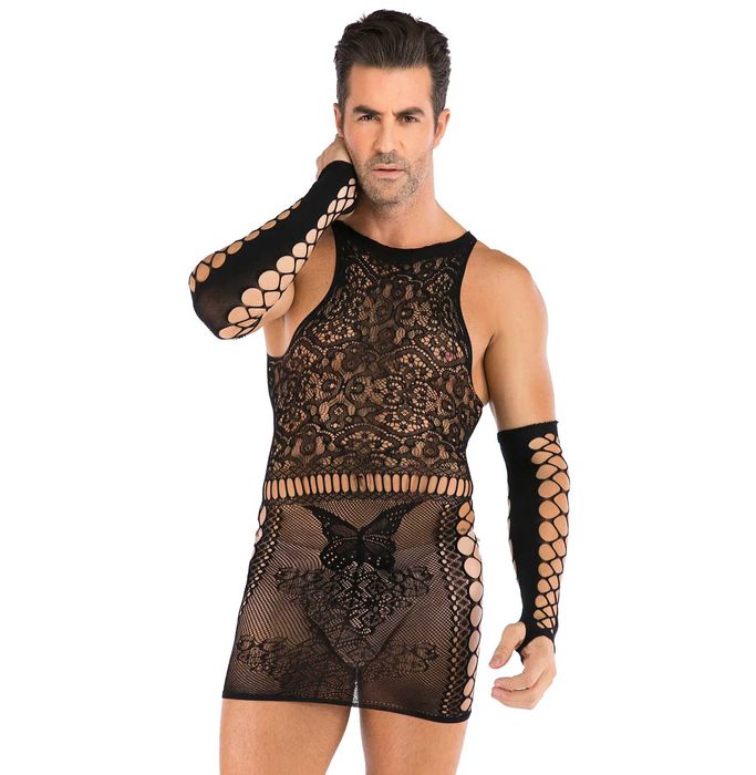 MĘSKA bielizna koszula nocna komplet erotyczny kostium