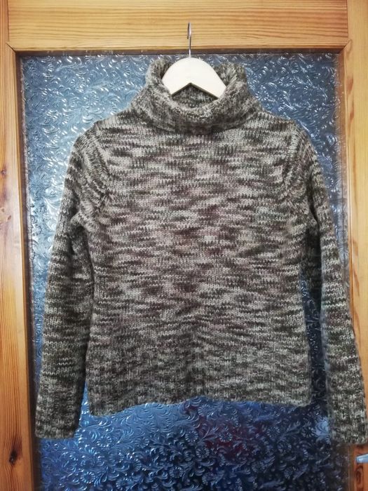 Sweter brązowy, STAN IDEALNY, z golfem rozm. S