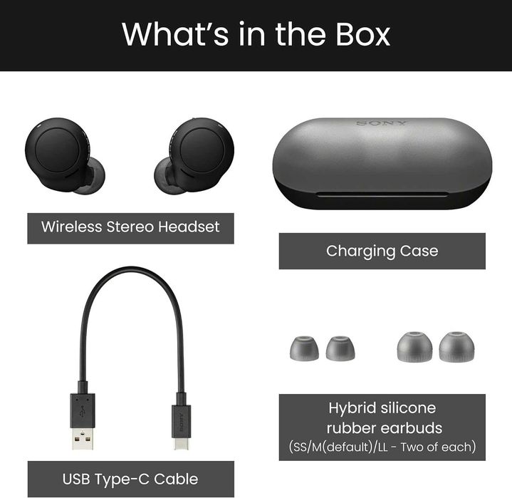 Бездротові навушники Sony Cuffie wireless WF-C500 20 годин роботи