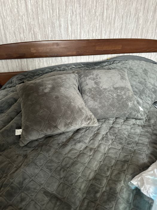 Покривало велюрове, розмір 240*260, сіре