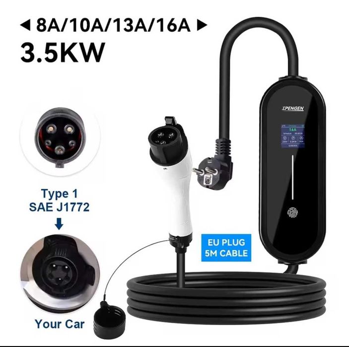 Зарядка 5м‼️IPENGEN 16А / 32A Type1 / Type2 / GB/T зарядное к электром