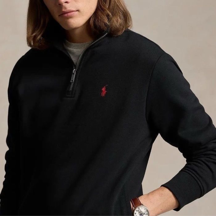 Чорна кофта Ralph Lauren з червоним логотипом (1/3 zip)