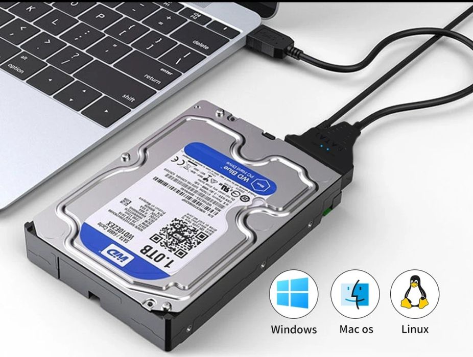 Переходник USB 3.0 - SATA + адаптер питания для SSD и HDD 2.5 / 3.5