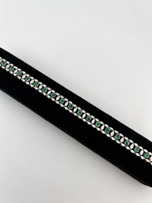 Браслет Бриллианты / Изумруды